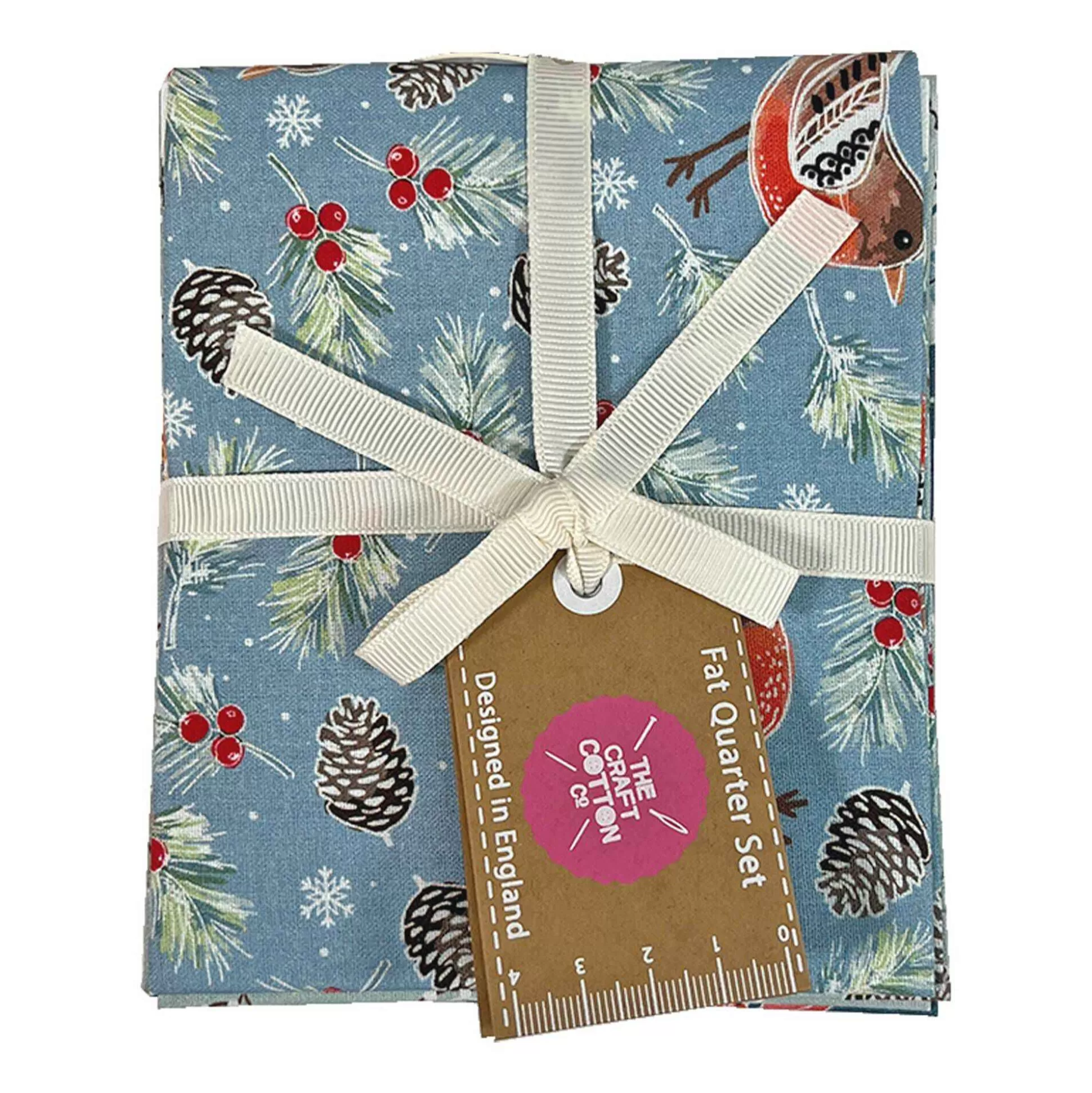Christmas Birds Cotton Fat Quarters 5 Pack-Hobbycraft Clearance