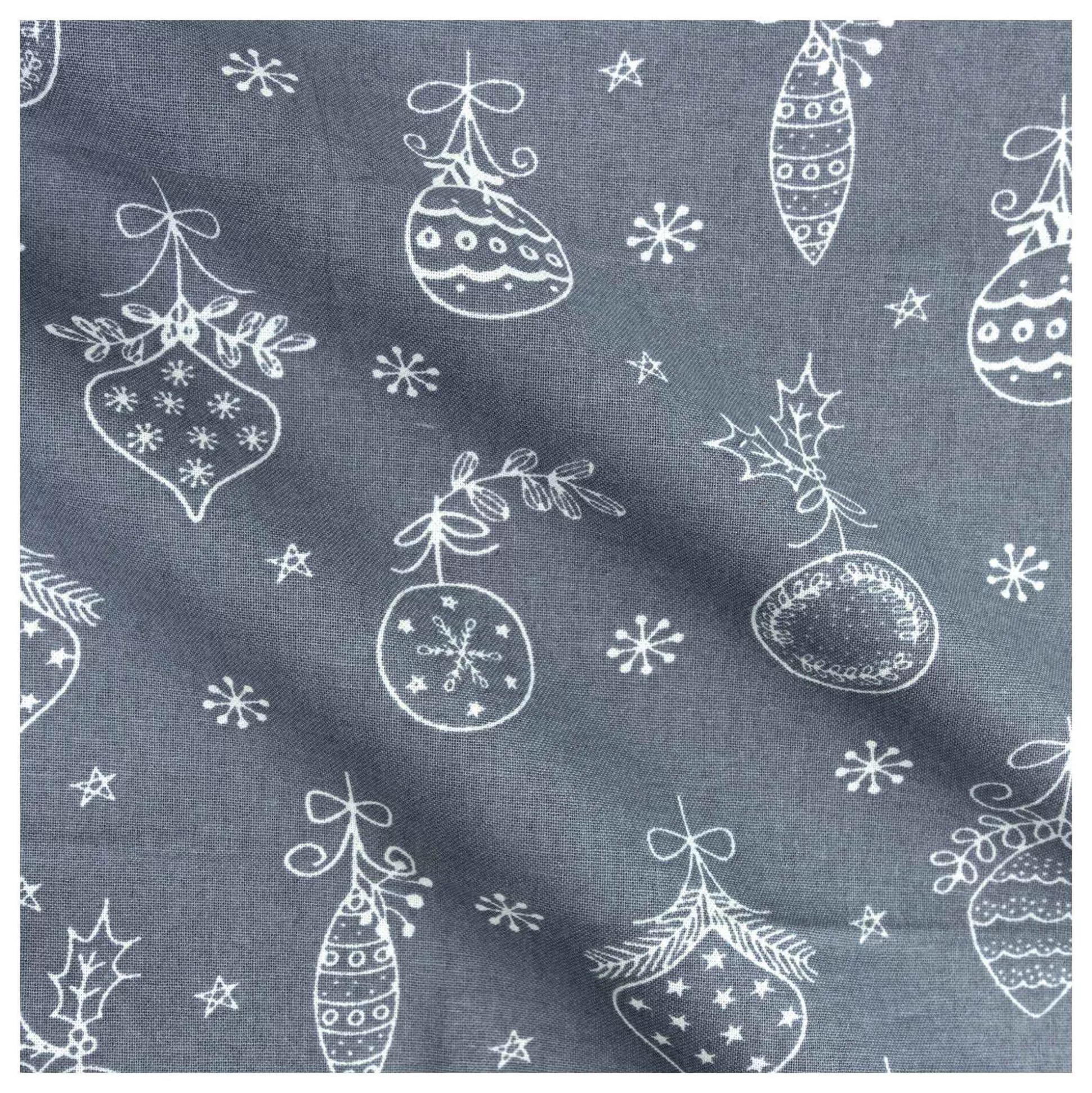 Christmas Doodle Bauble Single Cotton Fat Quarter-Hobbycraft Store