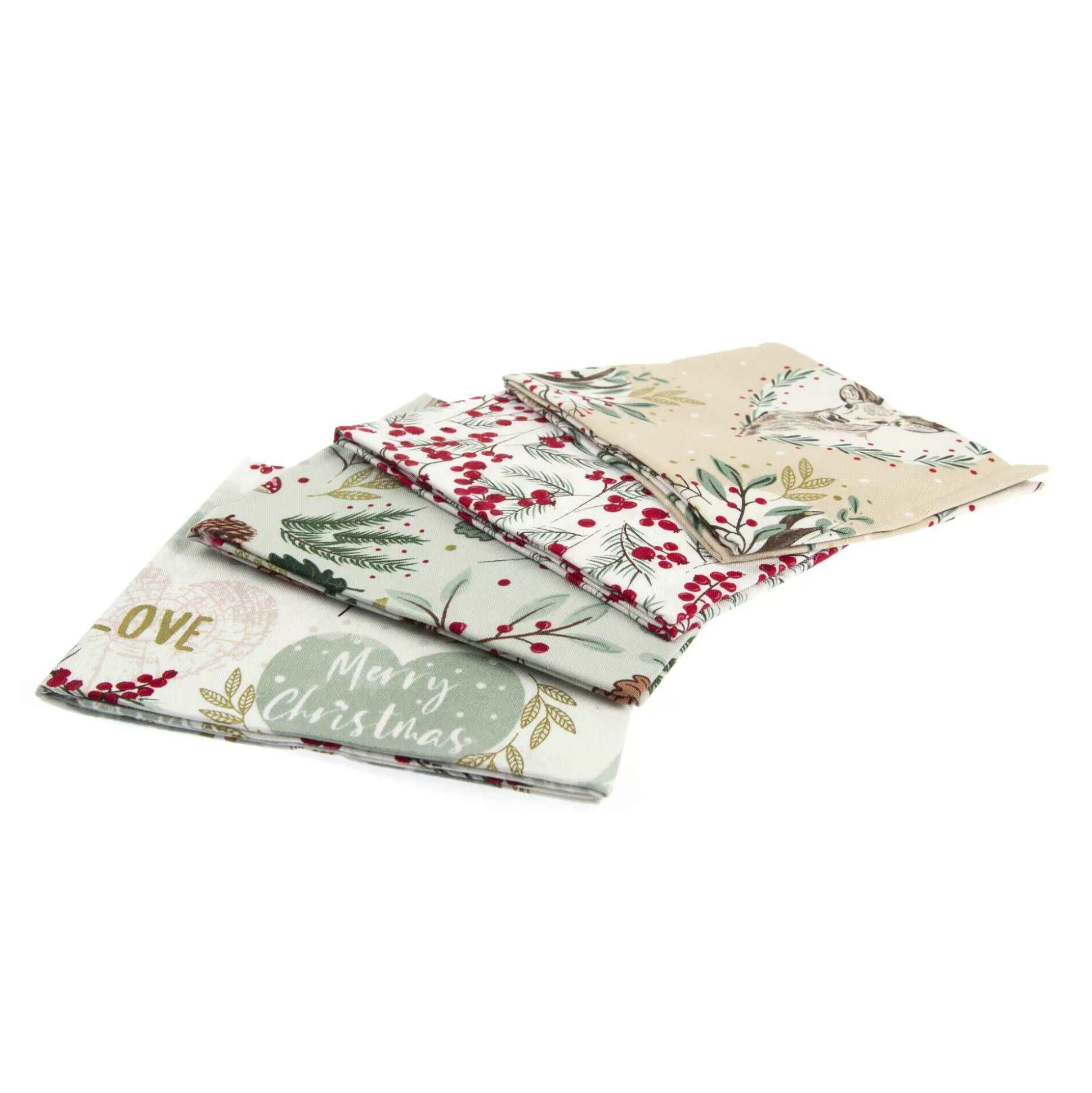 Christmas Stag Cotton Fat Quarters 4 Pack-Hobbycraft Fashion