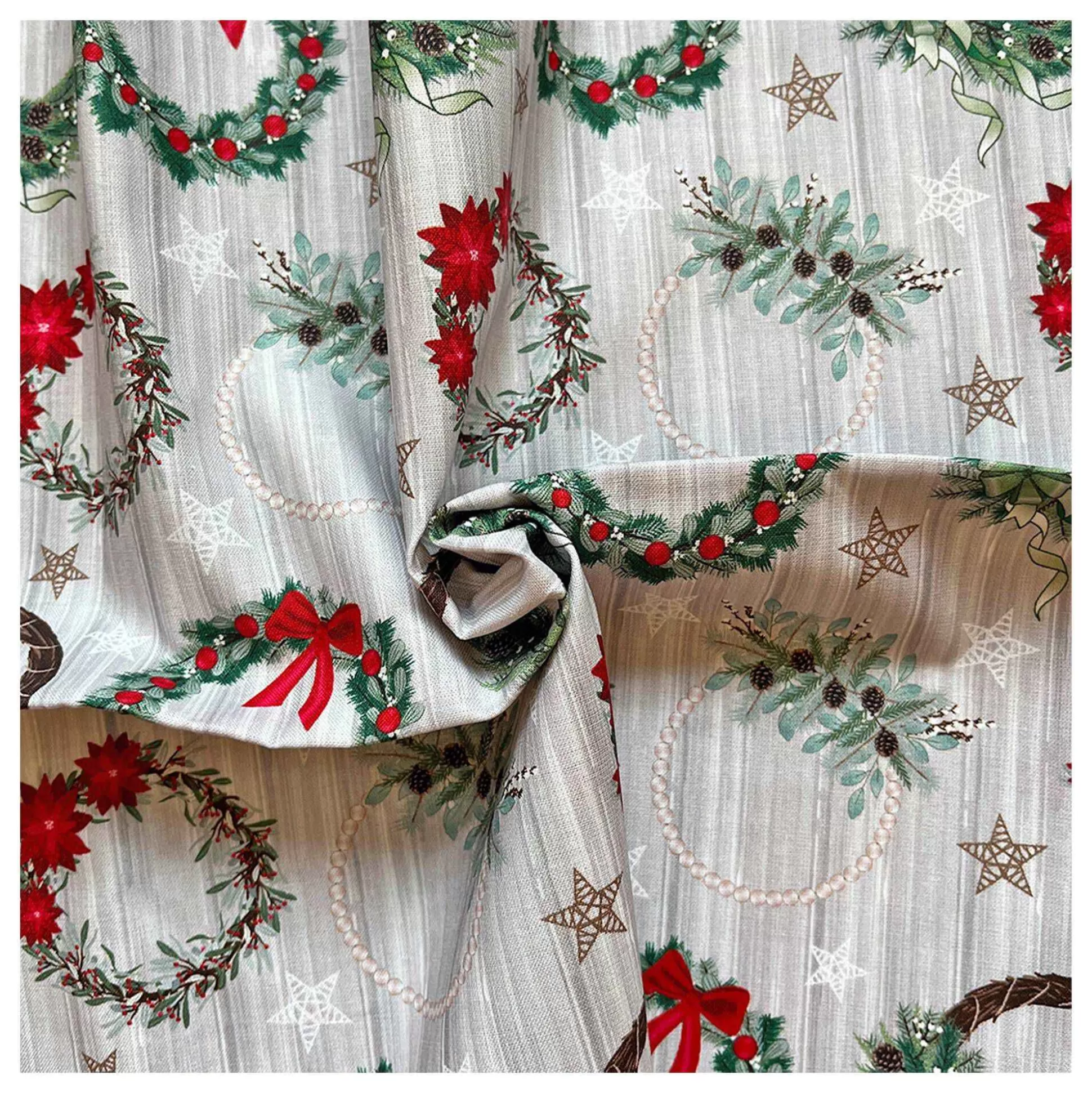 Christmas Wreath Welcome Home Cotton Fabric Pack 112Cm X 1M-Hobbycraft Fashion