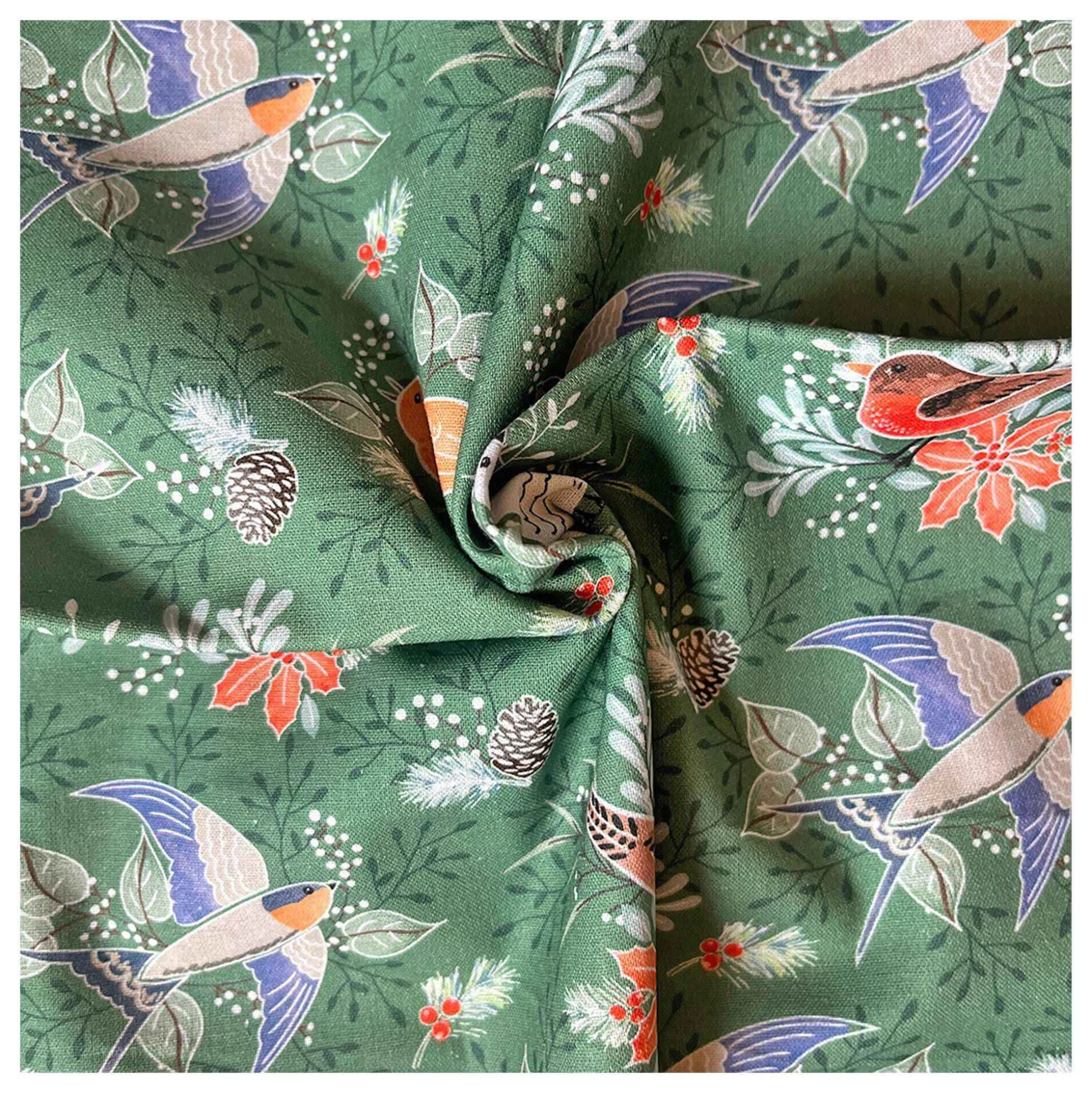 Festive Christmas Birds Cotton Fabric Pack 112Cm X 1M-Hobbycraft Outlet