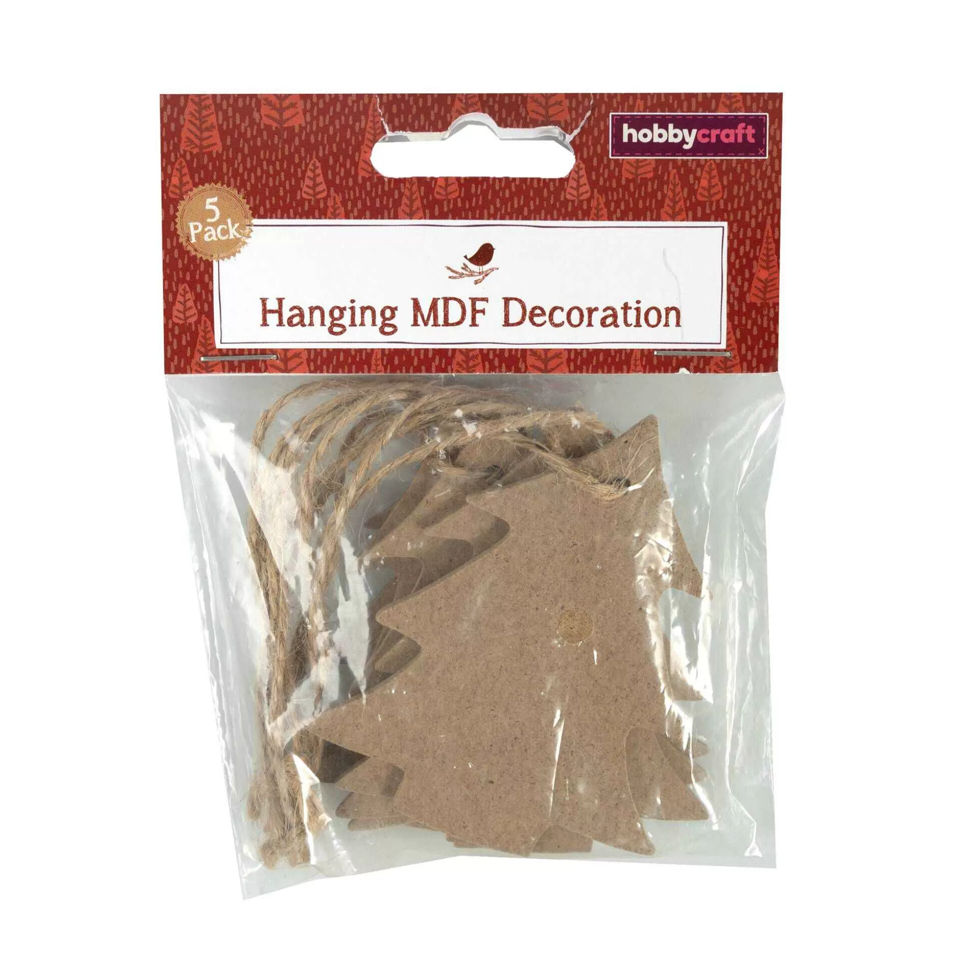 Hanging Mdf Christmas Tree Decorations 8Cm 5 Pack-Hobbycraft New