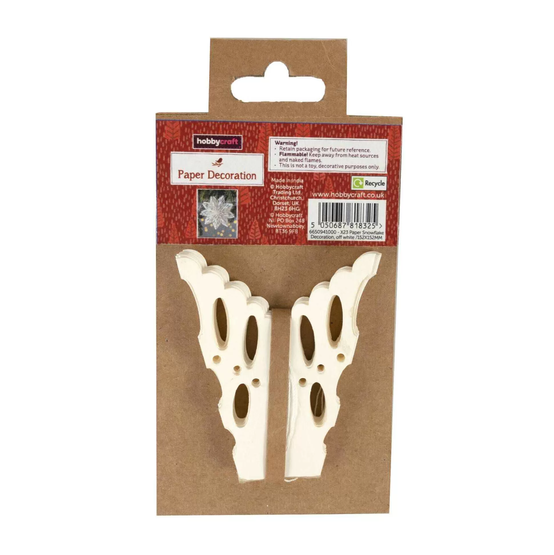 Hanging Off-White Paper Snowflake Decoration 15Cm-Hobbycraft Sale