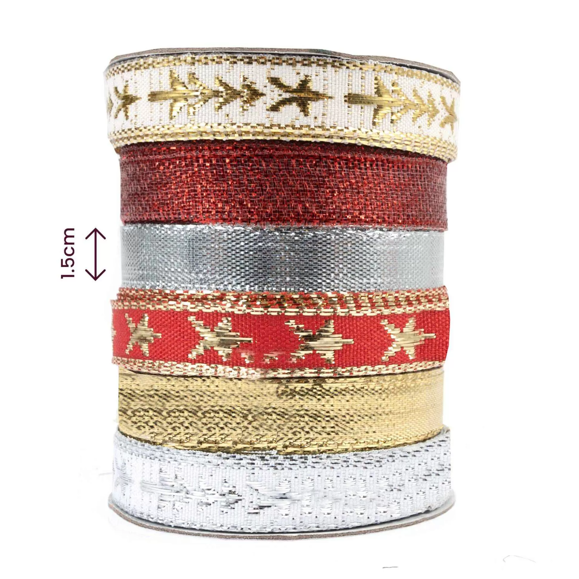 Mixed Christmas Ribbons 10Mm X 2M 6 Pack-Hobbycraft New