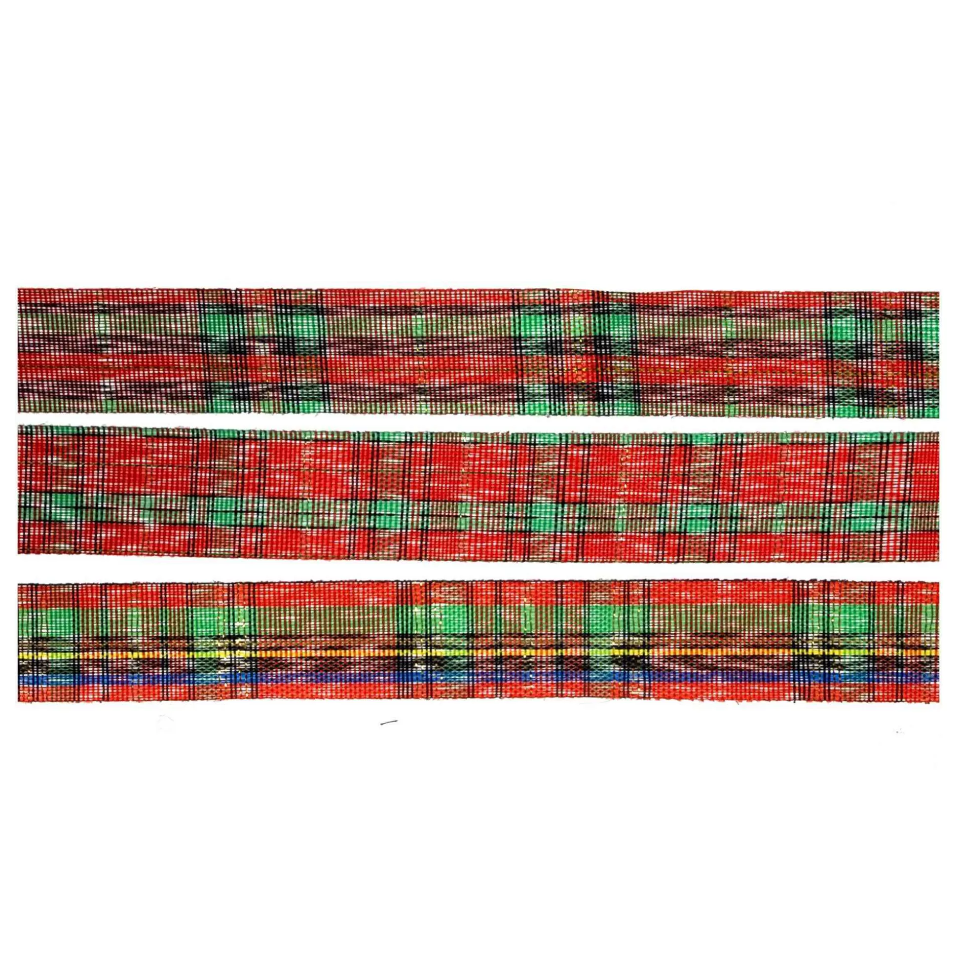 Red And Green Tartan Ribbons 15Mm X 3M 3 Pack-Hobbycraft Fashion