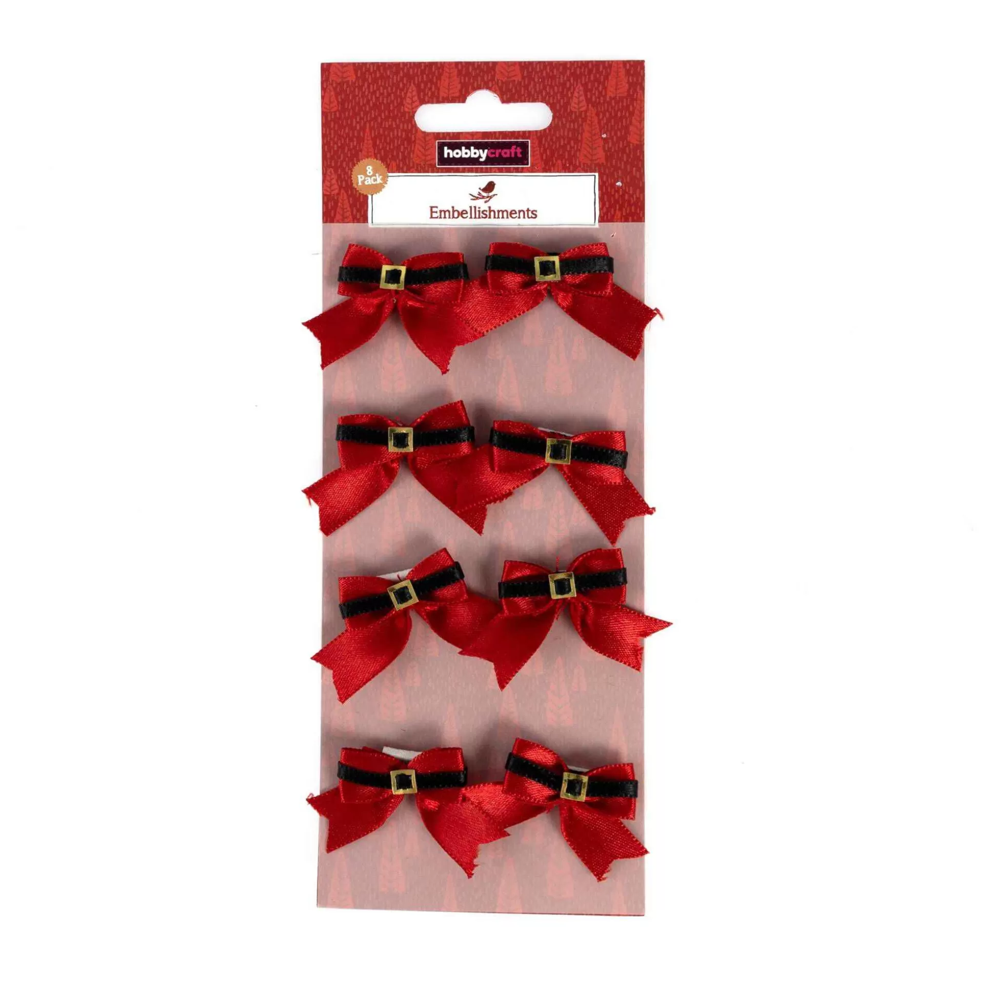 Red Santa Bow Embellishments 8 Pack-Hobbycraft Sale