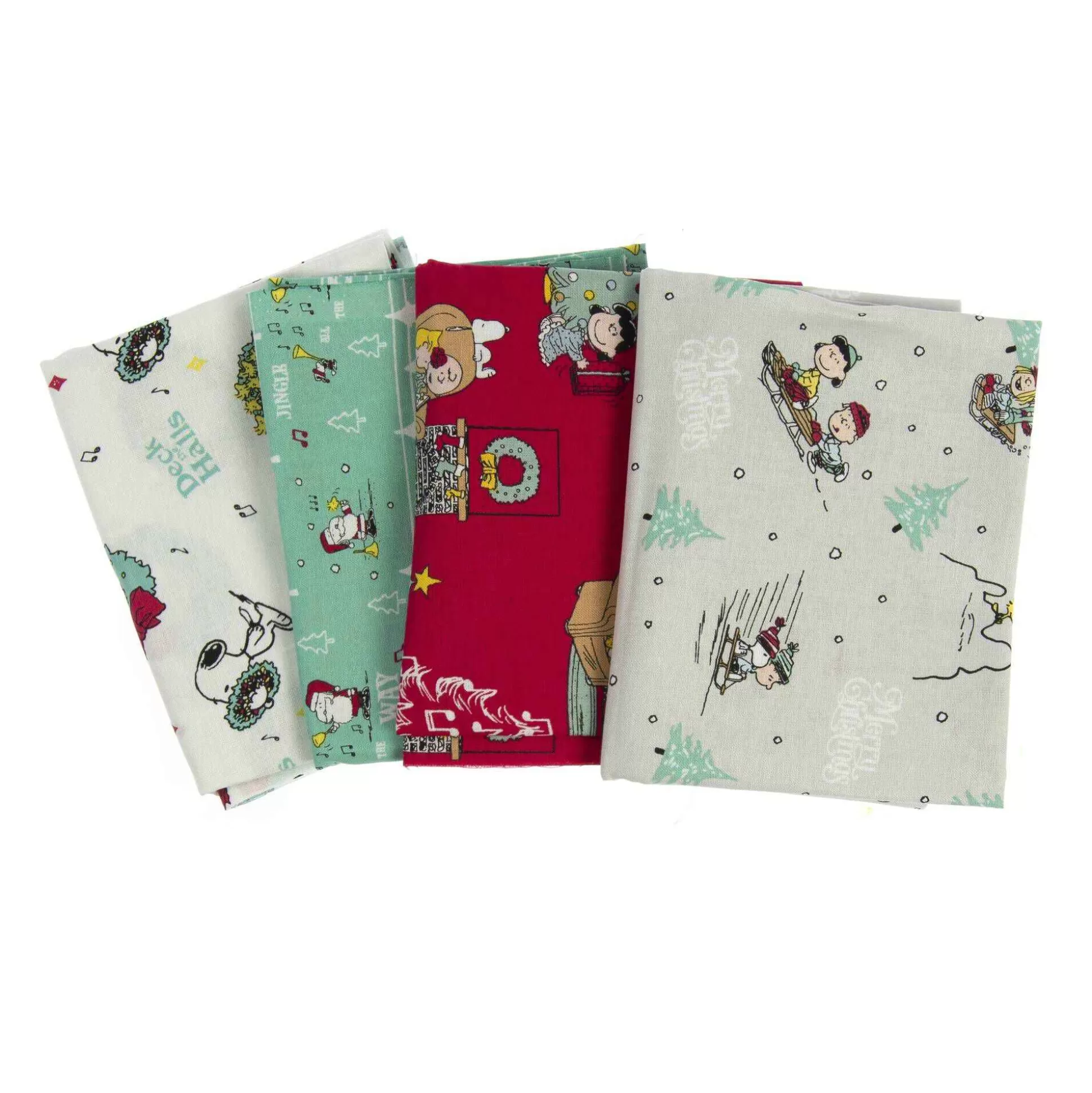 Snoopy Christmas Cotton Fat Quarters 4 Pack-Hobbycraft Clearance