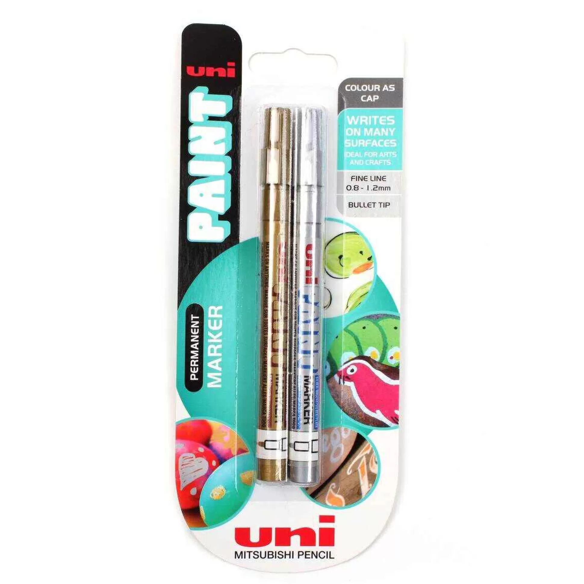 Uni Paint Silver And Gold Bullet Tip Permanent Marker 2 Pack-Hobbycraft Cheap